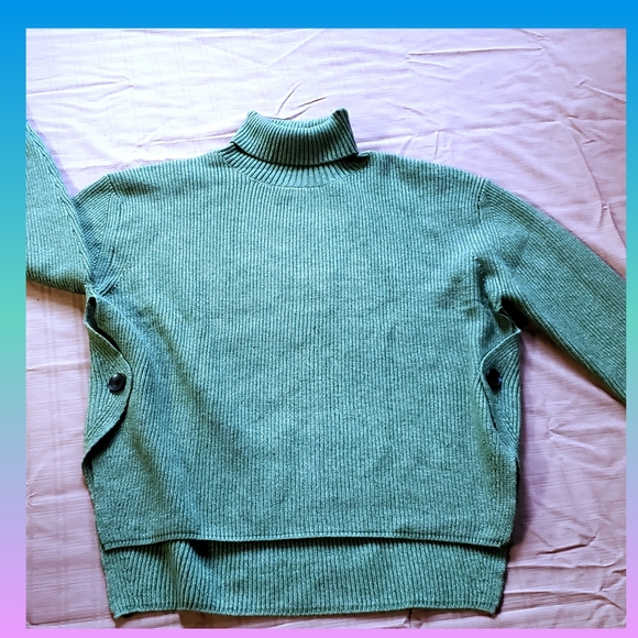 Plus Size Avacado Turtleneck with Split Sides  Plus Size - Picture 2 of 13